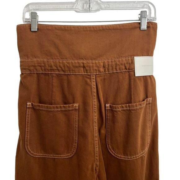 Jonathan Simkhai Iconic Henley Pants Sz 29 Brown Tie Waist Soft Denim Cargo - Picture 4 of 9